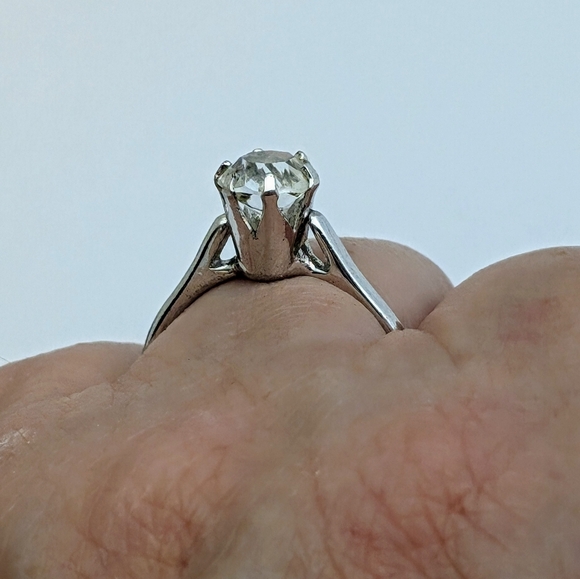 Vintage 40s 50s Signed Uncus Size 9 Sterling Silver 1 CT CZ Engagement Ring - Picture 5 of 9